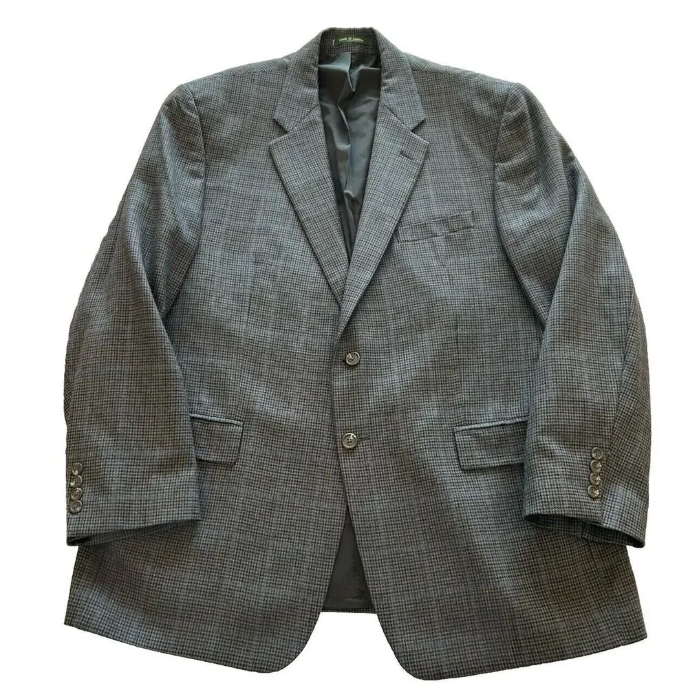 Lauren‎ Ralph Lauren 42R 100% Wool Men’s Blazer Gray Blue Houndstooth Sport Coat
